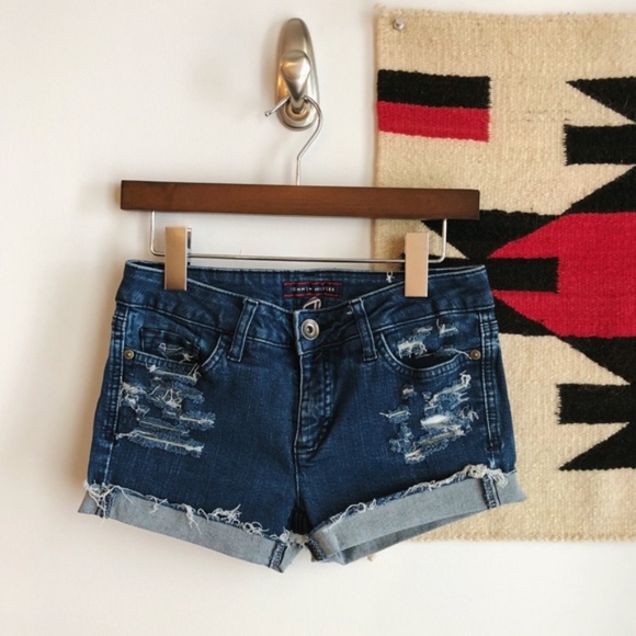 Tommy Hilfiger Pants - TOMMY HILFIGER DISTRESSED DENIM SHORTS